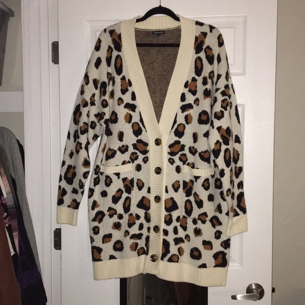 Leopard Print Oversized Cardigan